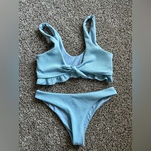 Light Blue Textured Bikini Set